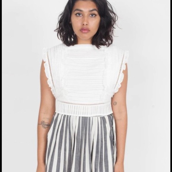 SIR The Label Ciel Lace Up Back Pleated Crop Top Black - Picture 2 of 9